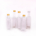 Small square glass bottle 50ml 60ml 100ml for oil wine storage with screw lid